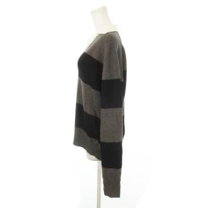 Deuxieme Classe ニット セーター スキッパー 長袖 ウール ボーダー インターシャ グレー 黒 ブラック /MN20