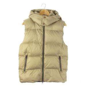 ダウンベスト ダブルジップアップ フード フーディ L ベージュ /AO9