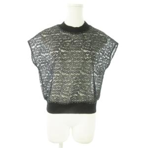 チュール エンブロイダリー レース フレンチスリーブ プルオーバー カットソー クルーネック 半袖 刺繍