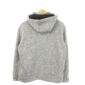 BEAMS HEART フリース フード ブルゾン ジャケット スタンドカラー ジップアップ ニット ロゴ L ライトグレー 42-13-0006-413