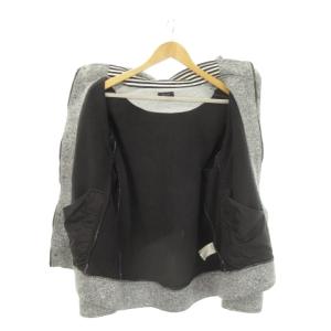 BEAMS HEART フリース フード ブルゾン ジャケット スタンドカラー ジップアップ ニット ロゴ L ライトグレー 42-13-0006-413