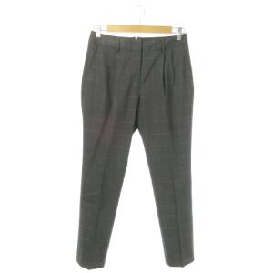 パンツ スラックス テーパード アンクル ストレッチ タック チェック 40 L グレー /MQ GY35