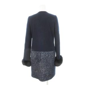 JUSGLITTY Dress in Luxury ノーカラーコート ツイード切り替え ウール アンゴラ混 アルパカ混 ビジュー