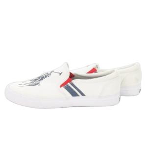 スリッポン シューズ スニーカー ロゴ ビッグポニー ストライプ 24cm 白 ホワイト /MN2