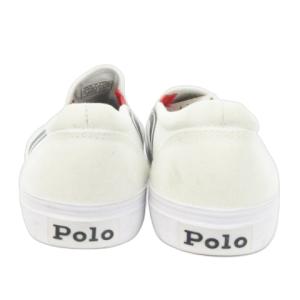 POLO RALPH LAUREN スリッポン シューズ スニーカー ロゴ ビッグポニー ストライプ 24cm 白 ホワイト /MN2