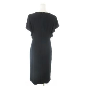 green label relaxing ロングワンピース 半袖 フリル 無地 38 M 紺 ネイビー /AO19