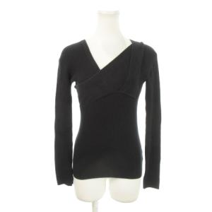 リブニット セーター クロスデザイン 長袖 ONE 黒 ブラック /MN2