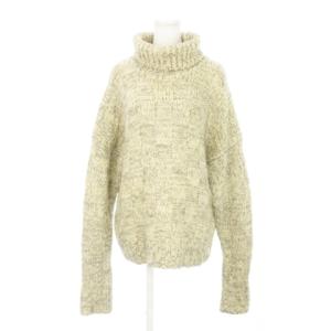 ニット セーター オフタートル 長袖 モヘヤ混 アルパカ混 ミックスカラー チェック編み オーバーサイズ