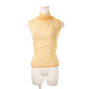 カットソー ブラウス ハイネック インド綿 シアー リボン 38 オレンジ