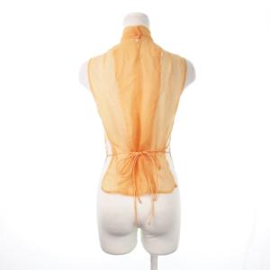 DRIES VAN NOTEN カットソー ブラウス ハイネック インド綿 シアー リボン 38 オレンジ