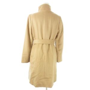 自由区 ロングコート スタンドカラー カシミヤ ウエストマーク リボン 40 L ベージュ /AO9