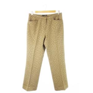 GK スラックスパンツ ストレッチ アニマル レオパード ヒョウ柄 大きいサイズ 13 茶 ブラウン /CK20