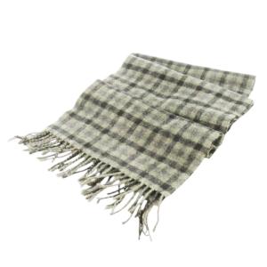 マフラー ウール フリンジ チェック 総柄 グレー /CK2