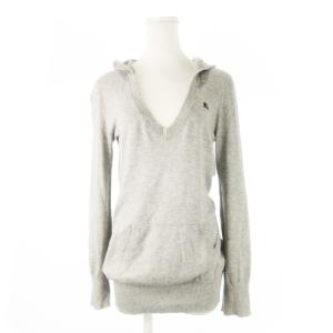 ニットパーカー Vネック 長袖 ロゴ刺繍 ワンポイント 38 M グレー /CK30
