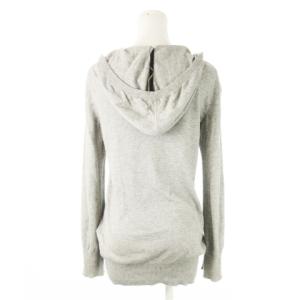 BURBERRY BLUE LABEL ニットパーカー Vネック 長袖 ロゴ刺繍 ワンポイント 38 M グレー /CK30