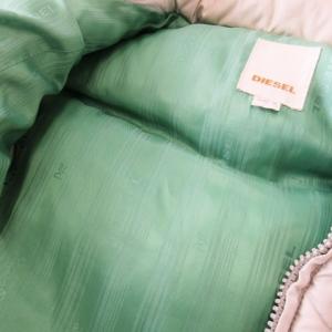 DIESEL ダウンベスト ジップアップ ロゴ ナイロン M グレージュ ベージュ /CK21