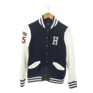SPORT スタジアムジャンパー スタジャン ブルゾン ニット ロゴ 刺繍 ワッペン S 紺 ネイビー