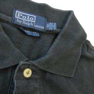 Polo by Ralph Lauren ポロシャツ 半袖 コットン 星条旗 ロゴ刺繍 ビッグポニー M 黒 ブラック /AO10