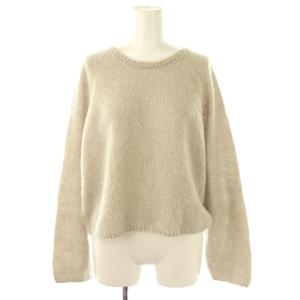 パフミックス クルーネックプルオーバー ニット セーター 長袖 ウール S グレージュ /NR