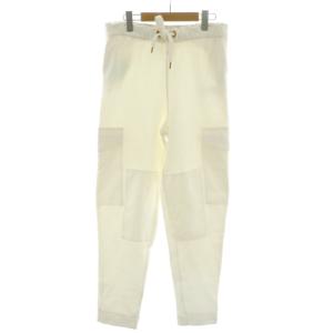 スウェットパンツ フルレングス カーゴポケット テーパード 裏毛 裏パイル メタルボタン S 白 ホワイト