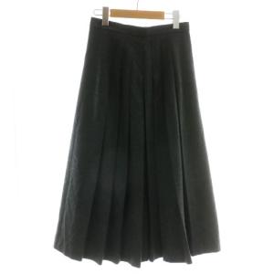 プリーツスカート フレア ひざ丈 ロング ウール アンゴラ混 総裏地 灰 グレー 11-421218 /MP