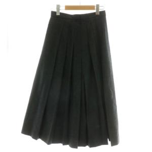 DAKS プリーツスカート フレア ひざ丈 ロング ウール アンゴラ混 総裏地 灰 グレー 11-421218 /MP