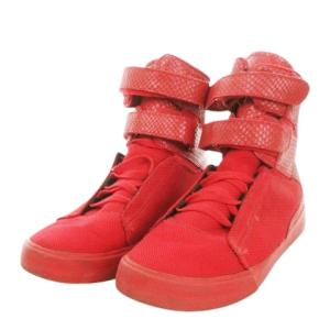 SUPRA ハイカットスニーカー シューズ ベルクロ レースアップ リザード型押し 25.5cm 赤 レッド /MN5