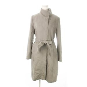 スタンドカラーコート ロング 比翼 ベルト アンゴラ ウール混 38 M グレー /MN22