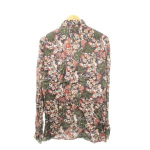 ZARA MAN 長袖シャツ とろみ感 ボタニカル フラワー 花柄 総柄 L 緑 カーキ /AH19