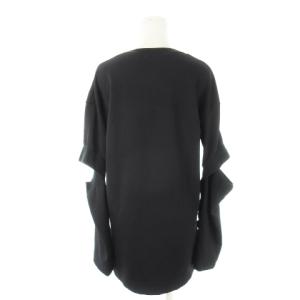 UN3D. カットソー ラウンドネック 長袖 スリーブカットデザイン F 黒 ブラック /CK18