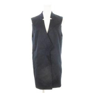 ロングジレ ベスト 前開き Vネック カシミヤ 7 紺 ネイビー /AH16