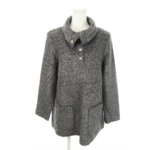 プードルニット セーター ステンカラー 長袖 ロング丈 大きいサイズ 13 グレー /MN15