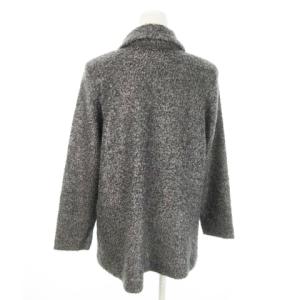 Leilian プードルニット セーター ステンカラー 長袖 ロング丈 大きいサイズ 13 グレー /MN15