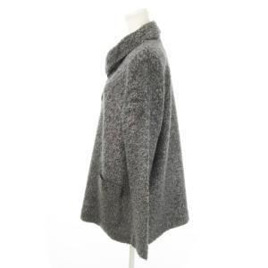 Leilian プードルニット セーター ステンカラー 長袖 ロング丈 大きいサイズ 13 グレー /MN15