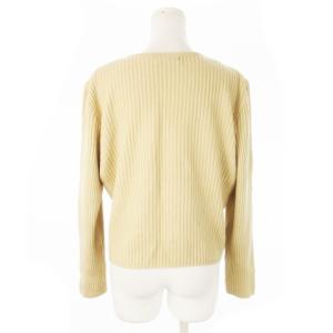 Leilian カーディガン ニット Vネック 長袖 リブ ウール 11 ベージュ /CK31