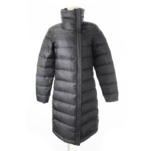 ダウンコート スタンドカラー ロング サイドフロント ダブルジップ 小さいサイズ XS 黒 ブラック /CK22