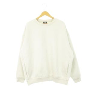 トレーナー スウェット クルーネック 長袖 裏ボア スエードタッチ ポケット M グレージュ /AH20