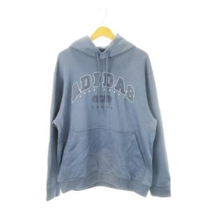 パーカー スウェット プルオーバー 長袖 ロゴ ラバープリント 裏毛 L 青 ブルー IX4963 /AH13