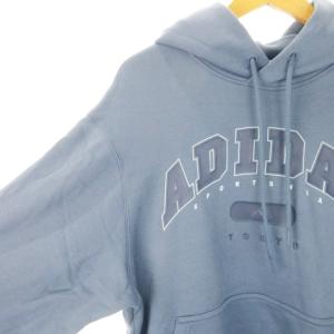 adidas パーカー スウェット プルオーバー 長袖 ロゴ ラバープリント 裏毛 L 青 ブルー IX4963 /AH13