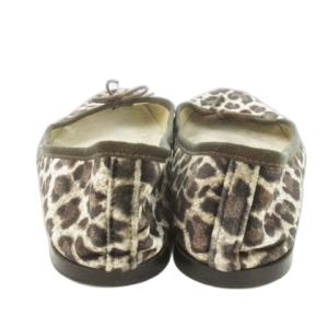 Repetto バレエシューズ パンプス フラット ベロア リボン レオパード ヒョウ柄 37.5 24cm 茶 ブラウン