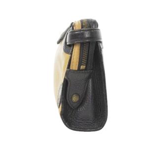 HUNTING WORLD クラッチバッグ レザー 本革 バイカラー ハンドル収納 スタッズ ロゴ 紺 ネイビー 茶 ブラウン /AH22