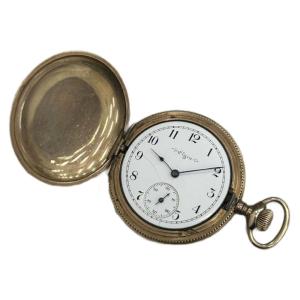 ジャンク品 1904年製 懐中時計 USA製 ヴィンテージ 手巻き スモセコ 7石 彫金ケース