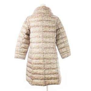 DoCLASSE Do CLASSE ダウンコート スタンドカラー ロング 軽量 プリントニット柄 ロゴ刻印ボタン 大きいサイズ XXL 茶