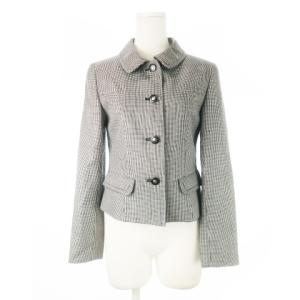 ステンカラージャケット ウール シルク混 絹 総柄 ドット 小さいサイズ 5 グレー /CK11