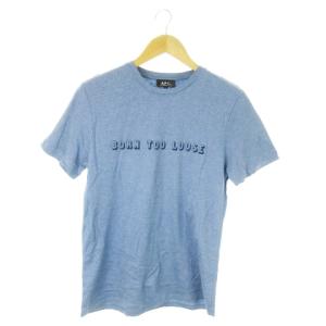 半袖Tシャツ クルーネック コットン プリント S 青 ブルー /AO11