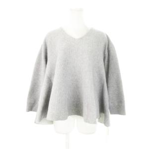 ダブルフェイスVネックプルオーバー ニット 長袖 ウール フレアシルエット 厚手 F グレー 09WNT154105