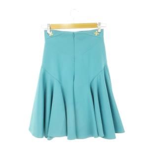 VERSACE COLLECTION スカート サーキュラー フレア ひざ丈 ストレッチ エンブレムパーツ 40 M 水色