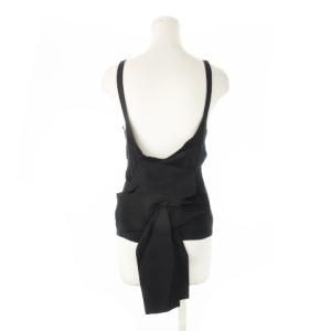 LANVIN カットソー ニット タンクトップ バックリボン ワンポイント S 黒 ブラック /CK20