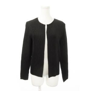 PLEATS プリーツカーディガン トッパー 長袖 とろみ感 40 L 黒 ブラック /MN25