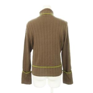 Leilian タートルニット セーター 長袖 ウール バイカラーライン ワンポイント 11 茶 ブラウン /AH5